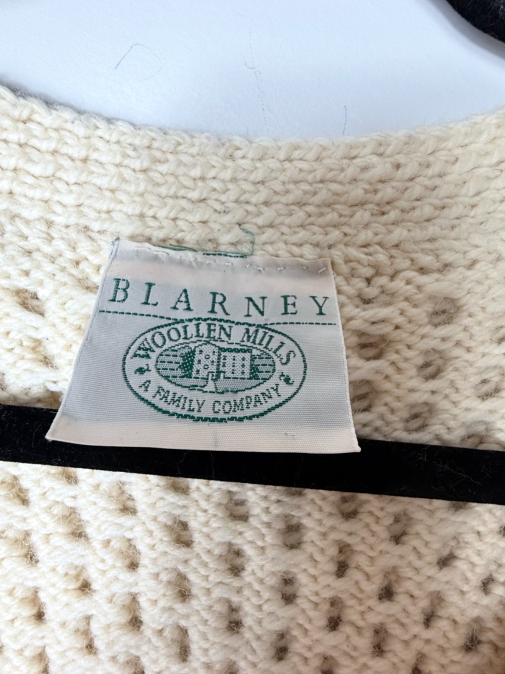 Blarney Woollen‎ Mills Sweater Off White 100% Wool Aran Handknit Cardigan (M) - Picture 3 of 4